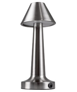 GloboStar® GloboStar® MOLLY 76516 Επαναφορτιζόμενο Επιτραπέζιο Φωτιστικό Πορτατίφ LED 1.5W 105lm 120° DC 5V IP44 Θερμό Λευκό 2700K Dimmable Ασημί Αλουμίνιο - Μ10 x Π10 x Υ23cm - 2 Xρόνια Εγγύηση