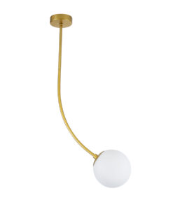 GloboStar® GloboStar® DRIZZLE 00921 Μοντέρνο Φωτιστικό Οροφής Μπάλα Μονόφωτο 1 x E27 IP20 Χρυσό Μέταλλο με Λευκό Γυαλί - Μ15 x Π15 x Υ100cm