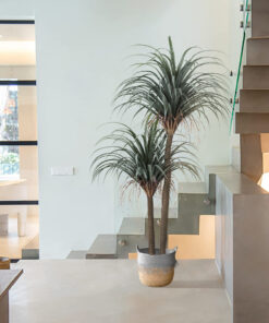 GloboStar® Artificial Garden SYROS 20283 Διακοσμητικό Πλεκτό Καλάθι - Κασπώ Γλάστρα - Flower Pot Μπεζ με Γκρι Φ28cm x Υ24cm 17 20049 20283 1