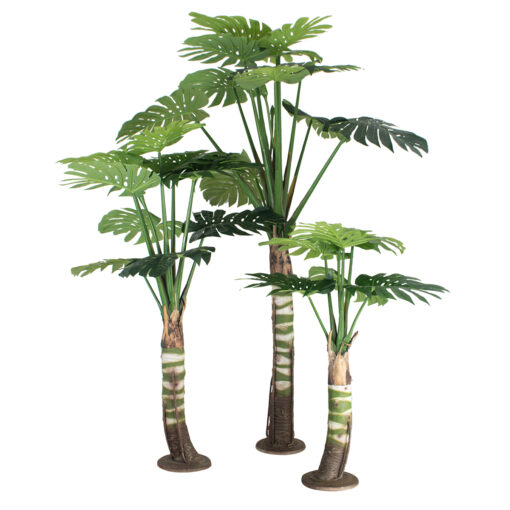 GloboStar® GloboStar® Artificial Garden MONSTERA SET 20090 - Τεχνητό Διακοσμητικό Σετ Φυτών Μονστέρα A:Υ300cm B:Υ200cm C:Υ150cm