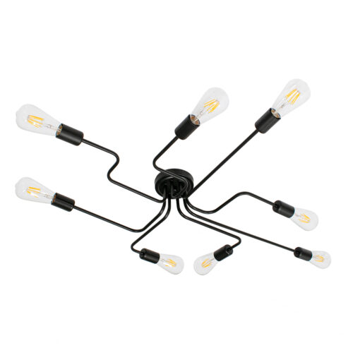 GloboStar® GloboStar® LIBERTA 00840 Μοντέρνο Φωτιστικό Οροφής Πλέγμα Πολύφωτο 8 x E27 IP20 Μαύρο Μέταλλο - Μ102 x Π72 x Υ10.5cm