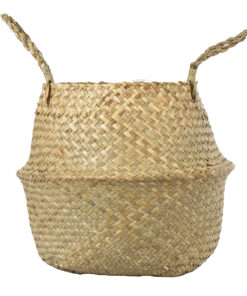 GloboStar® Artificial Garden IBIZA 20196 Διακοσμητικό Ψάθινο Καλάθι - Κασπώ Γλάστρα - Flower Pot Μπεζ Π30cm x Υ35cm 12 20196 4