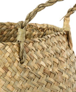 GloboStar® Artificial Garden IBIZA 20196 Διακοσμητικό Ψάθινο Καλάθι - Κασπώ Γλάστρα - Flower Pot Μπεζ Π30cm x Υ35cm 13 20196 5