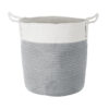 GloboStar® GloboStar® Artificial Garden KASTELLORIZO 20198 Διακοσμητικό Πλεκτό Καλάθι - Κασπώ Γλάστρα - Flower Pot  Γκρι με Λευκό Π35cm x Υ40cm