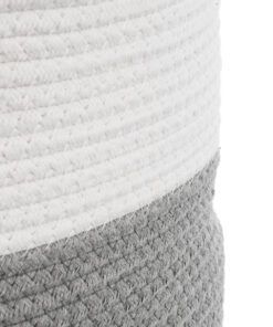 GloboStar® Artificial Garden KASTELLORIZO 20198 Διακοσμητικό Πλεκτό Καλάθι - Κασπώ Γλάστρα - Flower Pot Γκρι με Λευκό Π35cm x Υ40cm 14 20198 6