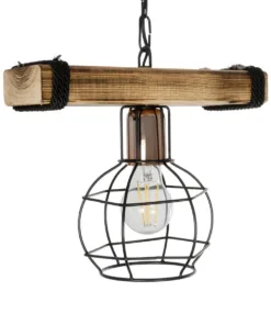 GLOBOSTAR® STARLO 201-0004 Vintage Κρεμαστό Φωτιστικό Οροφής με Ντουί 1 x E27 AC 220-240V IP20 - Μπεζ & Μαύρο - Μ30 x Π16 x Υ23cm 13 201 0004 4