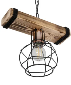 GLOBOSTAR® STARLO 201-0004 Vintage Κρεμαστό Φωτιστικό Οροφής με Ντουί 1 x E27 AC 220-240V IP20 - Μπεζ & Μαύρο - Μ30 x Π16 x Υ23cm 14 201 0004 5