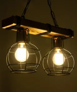 Alternative view of GLOBOSTAR® STARLO 201-0005 Vintage Κρεμαστό Φωτιστικό Οροφής με Ντουί 2 x E27 AC 220-240V IP20 - Μπεζ & Μαύρο - Μ38 x Π16 x Υ23cm