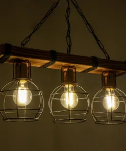 Alternative view of GLOBOSTAR® STARLO 201-0006 Vintage Κρεμαστό Φωτιστικό Οροφής με Ντουί 3 x E27 AC 220-240V IP20 - Μπεζ, Μαύρο & Χάλκινο - Μ50 x Π16 x Υ23cm