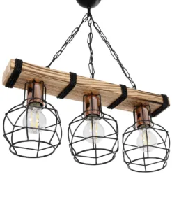 GLOBOSTAR® STARLO 201-0006 Vintage Κρεμαστό Φωτιστικό Οροφής με Ντουί 3 x E27 AC 220-240V IP20 - Μπεζ, Μαύρο & Χάλκινο - Μ50 x Π16 x Υ23cm 14 201 0006 5