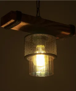 Alternative view of GLOBOSTAR® GLORA 201-0007 Vintage Κρεμαστό Φωτιστικό Οροφής με Ντουί 1 x E27 AC 220-240V IP20 - Μπεζ, Μαύρο & Χάλκινο - Μ50 x Π16 x Υ23cm