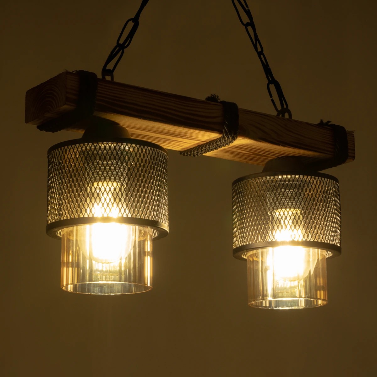 GLOBOSTAR® GLORA 201-0008 Vintage Κρεμαστό Φωτιστικό Οροφής με Ντουί 2 x E27 AC 220-240V IP20 - Μπεζ, Μαύρο & Μελί - Μ38 x Π12 x Υ21cm 3 GLOBOSTAR® GLORA 201-0008 Vintage Κρεμαστό Φωτιστικό Οροφής με Ντουί 2 x E27 AC 220-240V IP20 - Μπεζ, Μαύρο & Μελί - Μ38 x Π12 x Υ21cm - Image 2