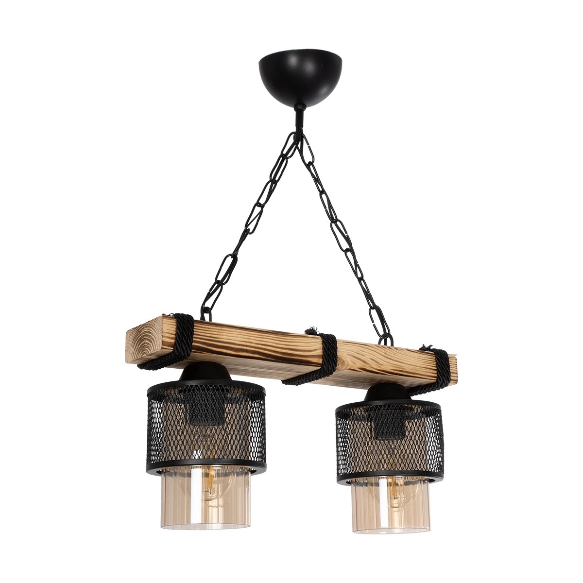 GLOBOSTAR® GLORA 201-0008 Vintage Κρεμαστό Φωτιστικό Οροφής με Ντουί 2 x E27 AC 220-240V IP20 - Μπεζ, Μαύρο & Μελί - Μ38 x Π12 x Υ21cm 4 GLOBOSTAR® GLORA 201-0008 Vintage Κρεμαστό Φωτιστικό Οροφής με Ντουί 2 x E27 AC 220-240V IP20 - Μπεζ, Μαύρο & Μελί - Μ38 x Π12 x Υ21cm - Image 3