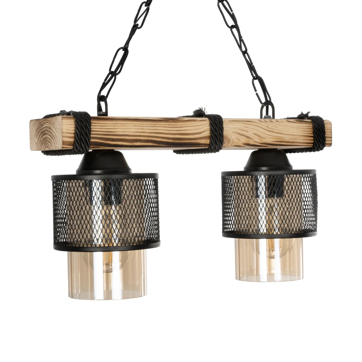 GLOBOSTAR® GLORA 201-0008 Vintage Κρεμαστό Φωτιστικό Οροφής με Ντουί 2 x E27 AC 220-240V IP20 - Μπεζ, Μαύρο & Μελί - Μ38 x Π12 x Υ21cm 5 GLOBOSTAR® GLORA 201-0008 Vintage Κρεμαστό Φωτιστικό Οροφής με Ντουί 2 x E27 AC 220-240V IP20 - Μπεζ, Μαύρο & Μελί - Μ38 x Π12 x Υ21cm - Image 4