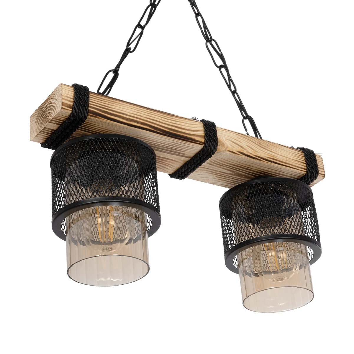 GLOBOSTAR® GLORA 201-0008 Vintage Κρεμαστό Φωτιστικό Οροφής με Ντουί 2 x E27 AC 220-240V IP20 - Μπεζ, Μαύρο & Μελί - Μ38 x Π12 x Υ21cm 6 GLOBOSTAR® GLORA 201-0008 Vintage Κρεμαστό Φωτιστικό Οροφής με Ντουί 2 x E27 AC 220-240V IP20 - Μπεζ, Μαύρο & Μελί - Μ38 x Π12 x Υ21cm - Image 5