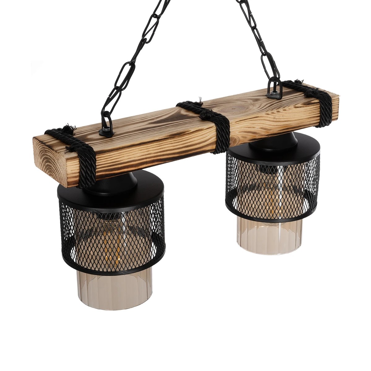 GLOBOSTAR® GLORA 201-0008 Vintage Κρεμαστό Φωτιστικό Οροφής με Ντουί 2 x E27 AC 220-240V IP20 - Μπεζ, Μαύρο & Μελί - Μ38 x Π12 x Υ21cm 7 GLOBOSTAR® GLORA 201-0008 Vintage Κρεμαστό Φωτιστικό Οροφής με Ντουί 2 x E27 AC 220-240V IP20 - Μπεζ, Μαύρο & Μελί - Μ38 x Π12 x Υ21cm - Image 6