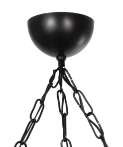 GLOBOSTAR® GLORA 201-0009 Vintage Κρεμαστό Φωτιστικό Οροφής με Ντουί 3 x E27 AC 220-240V IP20 - Μπεζ, Μαύρο & Μελί - Μ50 x Π12 x Υ21cm 17 201 0009 8