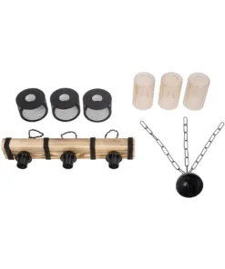 GLOBOSTAR® GLORA 201-0009 Vintage Κρεμαστό Φωτιστικό Οροφής με Ντουί 3 x E27 AC 220-240V IP20 - Μπεζ, Μαύρο & Μελί - Μ50 x Π12 x Υ21cm 18 201 0009 9