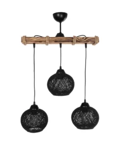 GLOBOSTAR® LUMA 201-0010 Vintage Κρεμαστό Φωτιστικό Οροφής με Ντουί 3 x E27 AC 220-240V IP20 - Μπεζ & Μαύρο - Μ55 x Π18 x Υ65cm 10 201 0010 3