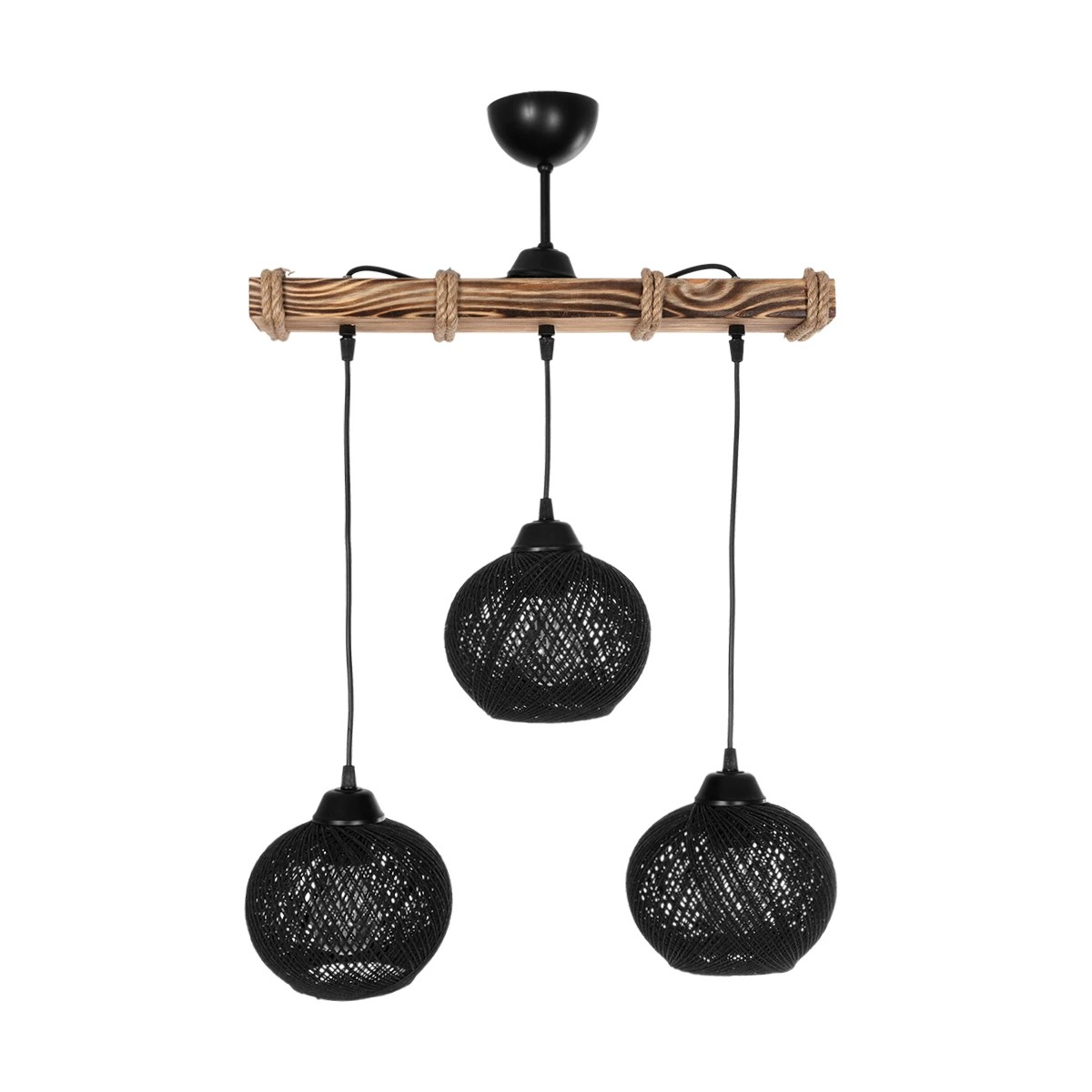 GLOBOSTAR® LUMA 201-0010 Vintage Κρεμαστό Φωτιστικό Οροφής με Ντουί 3 x E27 AC 220-240V IP20 - Μπεζ & Μαύρο - Μ55 x Π18 x Υ65cm 3 GLOBOSTAR® LUMA 201-0010 Vintage Κρεμαστό Φωτιστικό Οροφής με Ντουί 3 x E27 AC 220-240V IP20 - Μπεζ & Μαύρο - Μ55 x Π18 x Υ65cm - Image 2