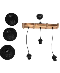 GLOBOSTAR® LUMA 201-0010 Vintage Κρεμαστό Φωτιστικό Οροφής με Ντουί 3 x E27 AC 220-240V IP20 - Μπεζ & Μαύρο - Μ55 x Π18 x Υ65cm 16 201 0010 9