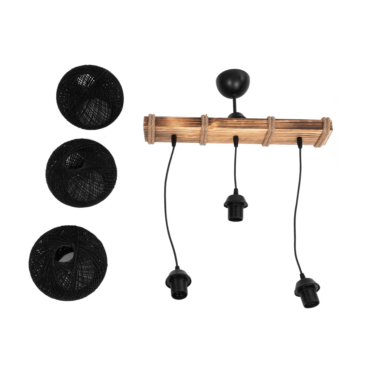 GLOBOSTAR® LUMA 201-0010 Vintage Κρεμαστό Φωτιστικό Οροφής με Ντουί 3 x E27 AC 220-240V IP20 - Μπεζ & Μαύρο - Μ55 x Π18 x Υ65cm 9 GLOBOSTAR® LUMA 201-0010 Vintage Κρεμαστό Φωτιστικό Οροφής με Ντουί 3 x E27 AC 220-240V IP20 - Μπεζ & Μαύρο - Μ55 x Π18 x Υ65cm - Image 8