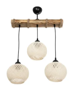 GLOBOSTAR® LUMA 201-0011 Vintage Κρεμαστό Φωτιστικό Οροφής με Ντουί 3 x E27 AC 220-240V IP20 - Μπεζ & Μαύρο - Μ55 x Π18 x Υ65cm 11 201 0011 4