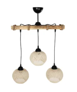 GLOBOSTAR® LUMA 201-0011 Vintage Κρεμαστό Φωτιστικό Οροφής με Ντουί 3 x E27 AC 220-240V IP20 - Μπεζ & Μαύρο - Μ55 x Π18 x Υ65cm 12 201 0011 5