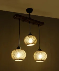 GloboStar® GLOBOSTAR® LUMA 201-0012 Vintage Κρεμαστό Φωτιστικό Οροφής με Ντουί 3 x E27 AC 220-240V IP20 - Καφέ & Μπεζ - Μ55 x Π18 x Υ65cm