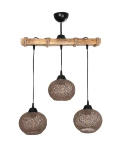 Alternative view of GLOBOSTAR® LUMA 201-0012 Vintage Κρεμαστό Φωτιστικό Οροφής με Ντουί 3 x E27 AC 220-240V IP20 - Καφέ & Μπεζ - Μ55 x Π18 x Υ65cm