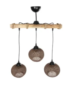 GLOBOSTAR® LUMA 201-0012 Vintage Κρεμαστό Φωτιστικό Οροφής με Ντουί 3 x E27 AC 220-240V IP20 - Καφέ & Μπεζ - Μ55 x Π18 x Υ65cm 10 201 0012 4