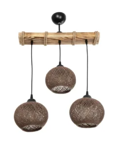 GLOBOSTAR® LUMA 201-0012 Vintage Κρεμαστό Φωτιστικό Οροφής με Ντουί 3 x E27 AC 220-240V IP20 - Καφέ & Μπεζ - Μ55 x Π18 x Υ65cm 11 201 0012 5