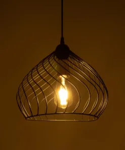 Alternative view of GLOBOSTAR® STARLA 201-0013 Vintage Κρεμαστό Φωτιστικό Οροφής με Ντουί 1 x E27 AC 220-240V IP20 - Μαύρο & Ροζ Χρυσό - Μ31 x Π31 x Υ30cm