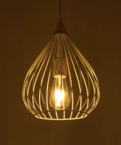 Alternative view of GLOBOSTAR® RADIARO 201-0014 Vintage Κρεμαστό Φωτιστικό Οροφής με Ντουί 1 x E27 AC 220-240V IP20 - Λευκό & Χάλκινο - Μ26 x Π26 x Υ35cm