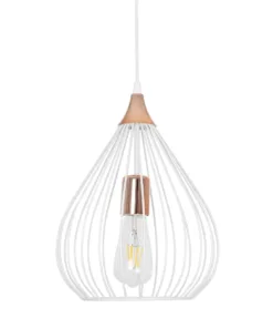 GLOBOSTAR® RADIARO 201-0014 Vintage Κρεμαστό Φωτιστικό Οροφής με Ντουί 1 x E27 AC 220-240V IP20 - Λευκό & Χάλκινο - Μ26 x Π26 x Υ35cm 13 201 0014 4