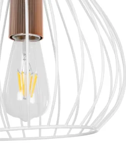 GLOBOSTAR® RADIARO 201-0014 Vintage Κρεμαστό Φωτιστικό Οροφής με Ντουί 1 x E27 AC 220-240V IP20 - Λευκό & Χάλκινο - Μ26 x Π26 x Υ35cm 16 201 0014 7