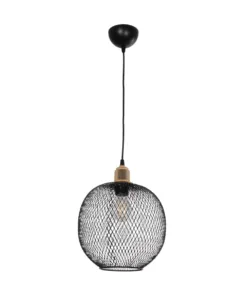 GLOBOSTAR® SOLUX 201-0019 Μοντέρνο Κρεμαστό Φωτιστικό Οροφής με Ντουί 1 x E27 AC 220-240V IP20 - Μαύρο & Χρυσό - Μ25 x Π25 x Υ32cm 13 201 0019 3