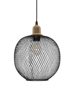 GLOBOSTAR® SOLUX 201-0019 Μοντέρνο Κρεμαστό Φωτιστικό Οροφής με Ντουί 1 x E27 AC 220-240V IP20 - Μαύρο & Χρυσό - Μ25 x Π25 x Υ32cm 14 201 0019 4