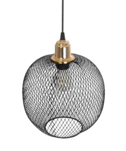 GLOBOSTAR® SOLUX 201-0019 Μοντέρνο Κρεμαστό Φωτιστικό Οροφής με Ντουί 1 x E27 AC 220-240V IP20 - Μαύρο & Χρυσό - Μ25 x Π25 x Υ32cm 16 201 0019 6