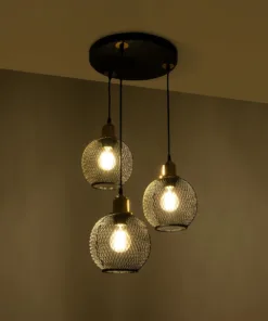 Alternative view of GLOBOSTAR® VIVIDUS 201-0020 Vintage Κρεμαστό Φωτιστικό Οροφής με Ντουί 3 x E27 AC 220-240V IP20 - Μαύρο & Χρυσό - Μ40 x Π40 x Υ60cm