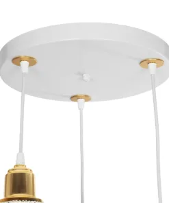 GLOBOSTAR® VIVIDUS 201-0021 Vintage Κρεμαστό Φωτιστικό Οροφής με Ντουί 3 x E27 AC 220-240V IP20 - Λευκό & Χρυσό - Μ40 x Π40 x Υ60cm 16 201 0021 7