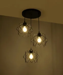 Alternative view of GLOBOSTAR® DAZLA 201-0024 Vintage Κρεμαστό Φωτιστικό Οροφής με Ντουί 3 x E27 AC 220-240V IP20 - Μαύρο - Μ47 x Π47 x Υ60cm