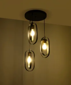 Alternative view of GLOBOSTAR® SPARKIO 201-0025 Vintage Κρεμαστό Φωτιστικό Οροφής με Ντουί 3 x E27 AC 220-240V IP20 - Μαύρο & Χρυσό - Μ36 x Π36 x Υ62cm