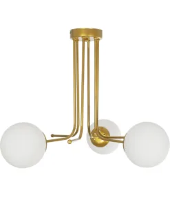 GloboStar® SHINY 201-0028 Vintage Φωτιστικό Οροφής Μπάλα Τρίφωτο 3 x E27 IP20 Χρυσό Μέταλλο με Λευκό Γυαλί - Μ70 x Π70 x Υ16cm 12 201 0028 3