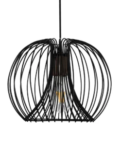 GLOBOSTAR® GLOWIA 201-0032 Μοντέρνο Κρεμαστό Φωτιστικό Οροφής με Ντουί 1 x E27 AC 220-240V IP20 - Μαύρο - Μ32 x Π32 x Υ24cm 14 201 0032 4