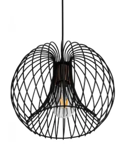 GLOBOSTAR® GLOWIA 201-0032 Μοντέρνο Κρεμαστό Φωτιστικό Οροφής με Ντουί 1 x E27 AC 220-240V IP20 - Μαύρο - Μ32 x Π32 x Υ24cm 15 201 0032 5