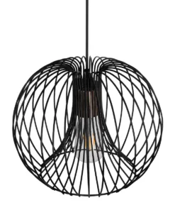 GLOBOSTAR® GLOWIA 201-0032 Μοντέρνο Κρεμαστό Φωτιστικό Οροφής με Ντουί 1 x E27 AC 220-240V IP20 - Μαύρο - Μ32 x Π32 x Υ24cm 16 201 0032 6