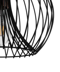 GLOBOSTAR® GLOWIA 201-0032 Μοντέρνο Κρεμαστό Φωτιστικό Οροφής με Ντουί 1 x E27 AC 220-240V IP20 - Μαύρο - Μ32 x Π32 x Υ24cm 17 201 0032 7