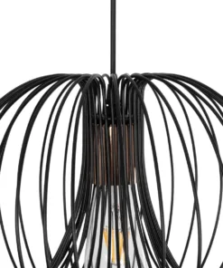 GLOBOSTAR® GLOWIA 201-0032 Μοντέρνο Κρεμαστό Φωτιστικό Οροφής με Ντουί 1 x E27 AC 220-240V IP20 - Μαύρο - Μ32 x Π32 x Υ24cm 18 201 0032 8