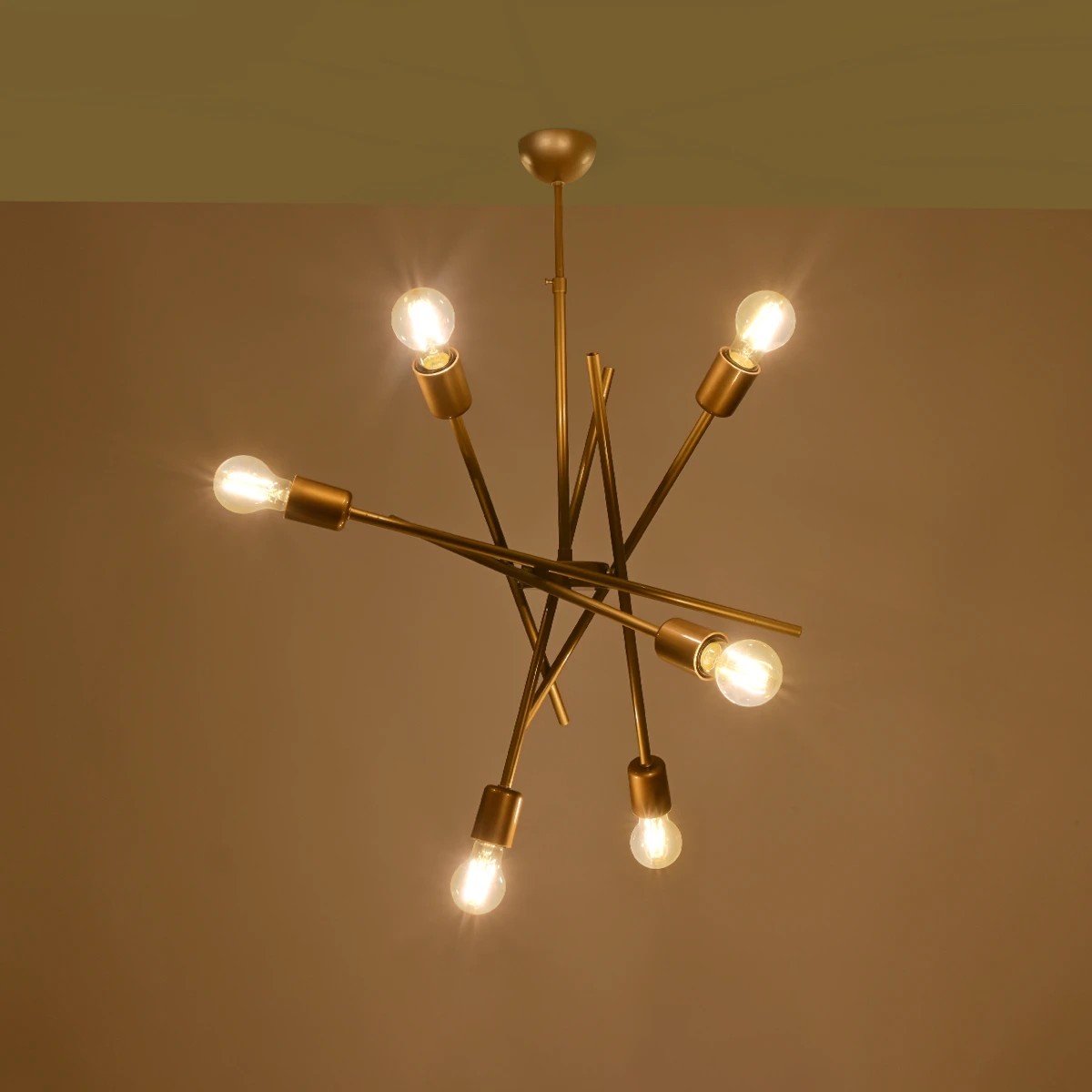 GLOBOSTAR® SUNFY 201-0033 Μοντέρνο Κρεμαστό Φωτιστικό Οροφής με Ντουί 6 x E27 AC 220-240V IP20 - Χρυσό - Μ57 x Π57 x Υ85cm 3 GLOBOSTAR® SUNFY 201-0033 Μοντέρνο Κρεμαστό Φωτιστικό Οροφής με Ντουί 6 x E27 AC 220-240V IP20 - Χρυσό - Μ57 x Π57 x Υ85cm - Image 2